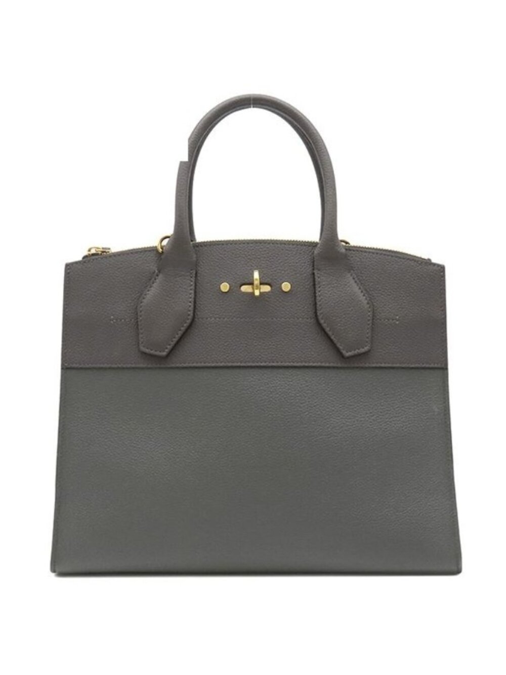 Louis Vuitton 2-Way Bag City Steamer MM Leather Gray Brown Gold Bicolor Handbag
